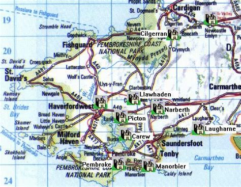 PEMBROKE CASTLE - This partial map of Wales shows the locations of what many consider to be the ...