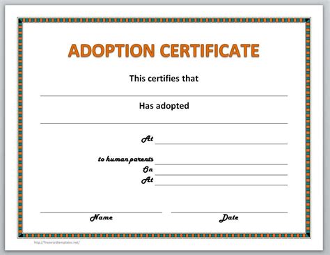 Fake Adoption Certificate Free Printable - Free Printable