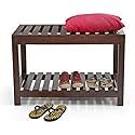 WOODSTAGE Sheesham Wood Shoe Rack Cabinets Shoes Storage Table with 2 ...