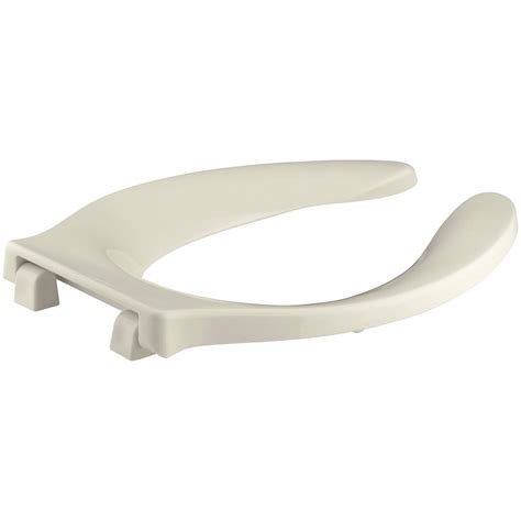 KOHLER Stronghold Elongated Open Front Handle Toilet Seat in Almond-K ...