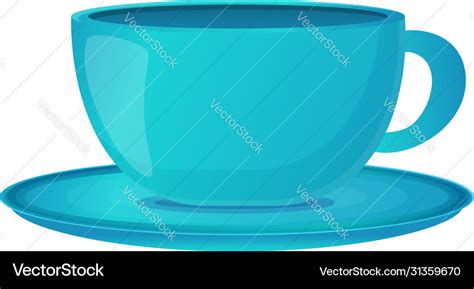 Tea cup with plate icon cartoon style Royalty Free Vector