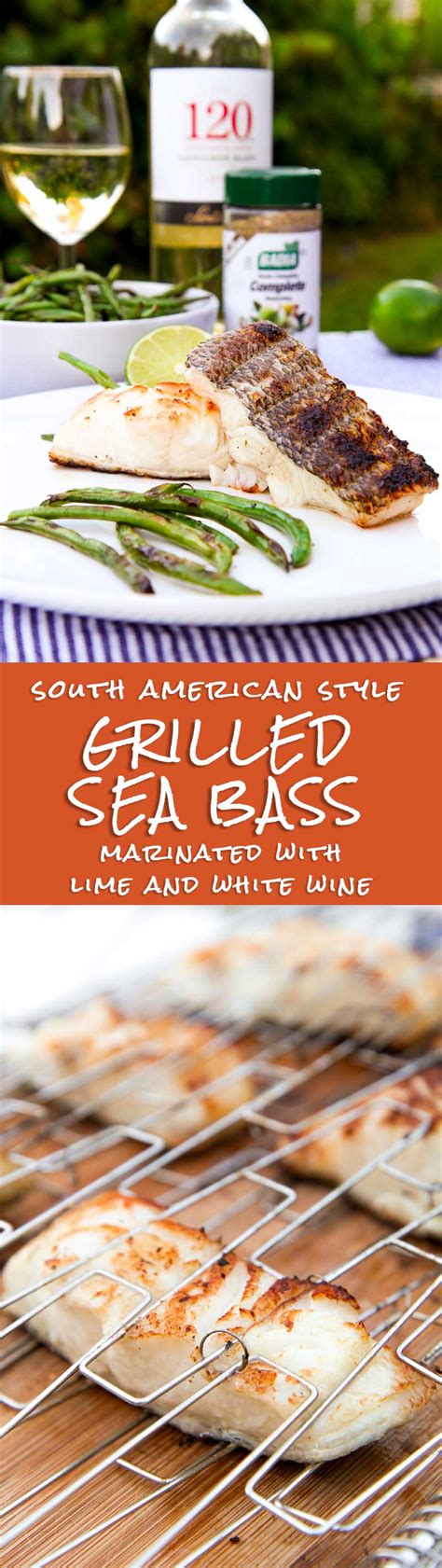 GRILLED SEA BASS marinated with white wine and herbs