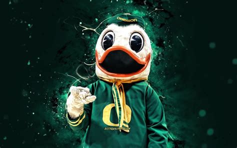 Download wallpapers The Oregon Duck, 4k, mascot, Oregon Ducks, green ...