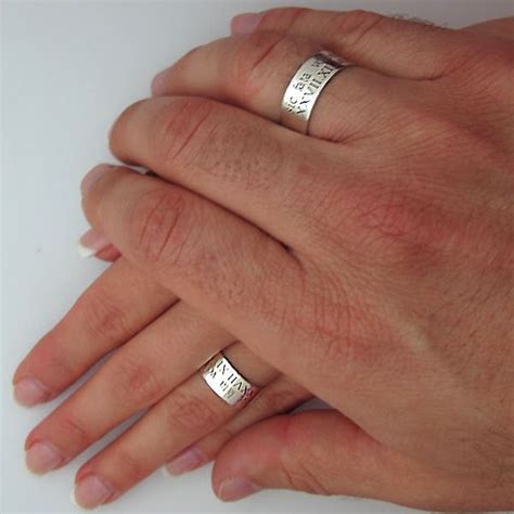 Couple Personalized Rings for Her and for Him - Sterling Silver Bands - Nadin Art Design ...