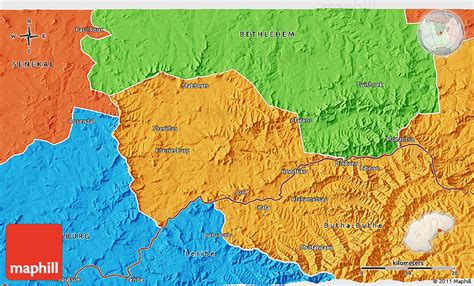 Political 3D Map of FOURIESBURG