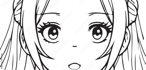 Anime girl surprise closeup eyes horizontal, vector coloring for ...