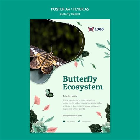 Free PSD | Butterfly habitat concept flyer template