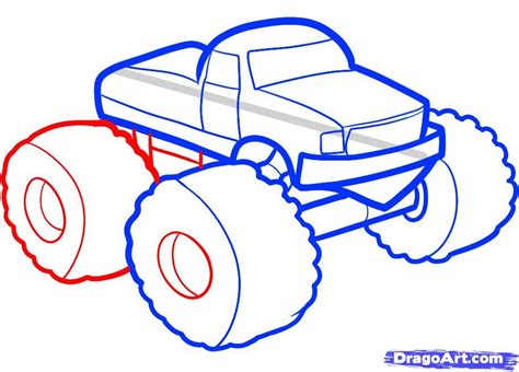 How to draw a monster truck | Monster truck drawing, Monster truck ...