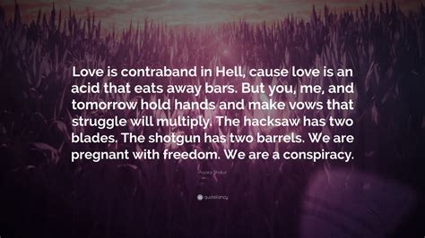 Assata Shakur Quote: “Love is contraband in Hell, cause love is an acid ...