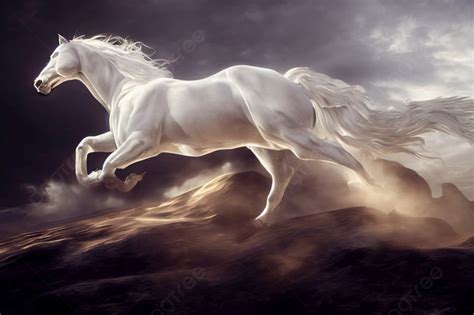 White Horse Galloping Over Dark Background White Horse Galloping Photo And Picture For Free ...