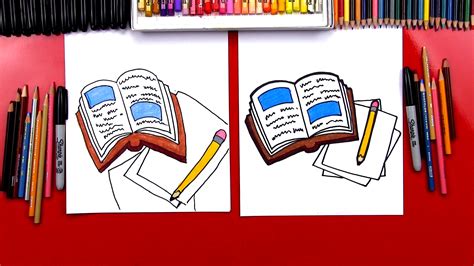 How To Draw A Book And Pencil - Art For Kids Hub