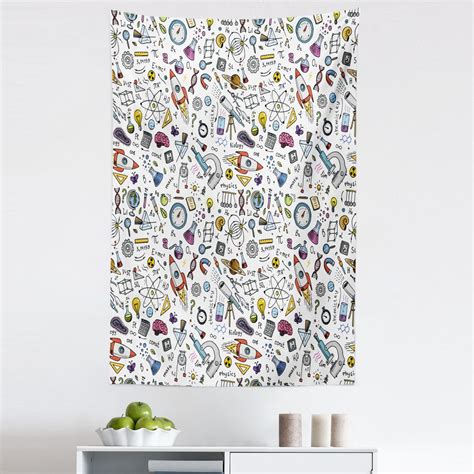 Science Tapestry, Science Pattern Formulas Laboratory Elements Physics Mathematics, Fabric Wall ...