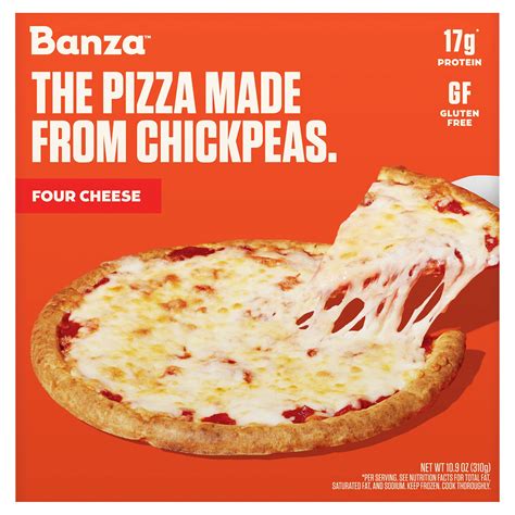 Banza Chickpea Crust Four Cheese Pizza with Red Sauce, 10.9 oz (9-inch Gluten Free Frozen Pizza ...