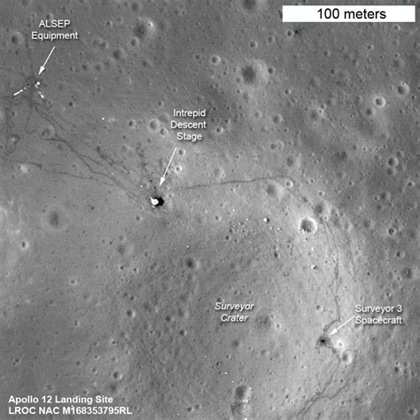 The Apollo 12 landing site in Oceanus Procellarum imaged during the second LRO low-altitude ...