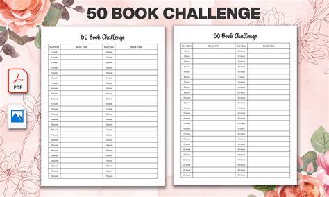 Printable 50 Book Challenge Template Graphic by Mehedi Hasan · Creative ...