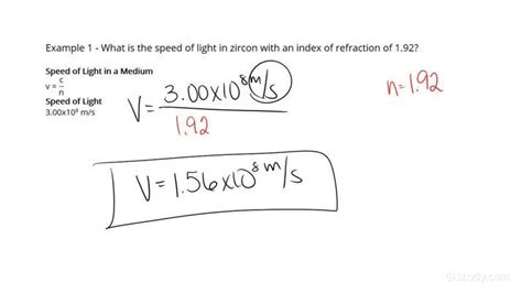 How to Calculate the Speed of Light in a Medium Given the Index of ...