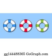 1 Cartoon Image Of Three Lifebuoys In Blue Clip Art | Royalty Free - GoGraph