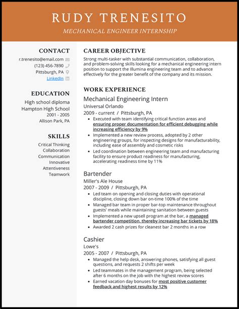 mechanical engineer resume examples