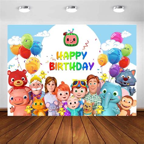 Buy Cocomelon Party Backdrop Cartoon Newborn Background for Baby Shower Backdrop Baby Kids 1St ...