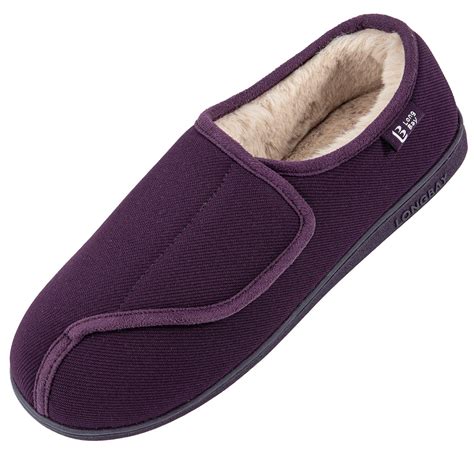 LongBay Women's Adjustable Diabetic Slippers Memory Foam Arthritis Edema House Shoes - Walmart.com