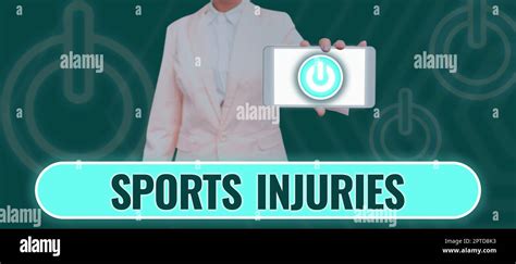 Text caption presenting Sports Injuries, Internet Concept program that ...