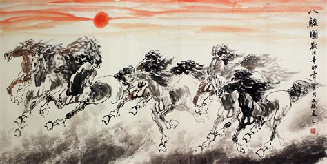 Large Eight Chinese Horse Painting - Chinese Artwork