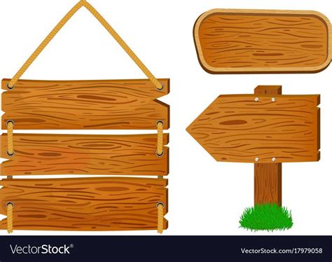 Cartoon wooden sign and banners. Rustic wooden arrow sign vector ...