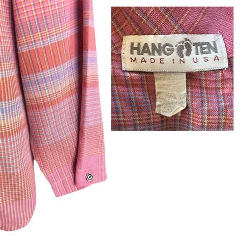 Hang Ten Shirt Mens Pink Medium Button Up Striped... - Depop