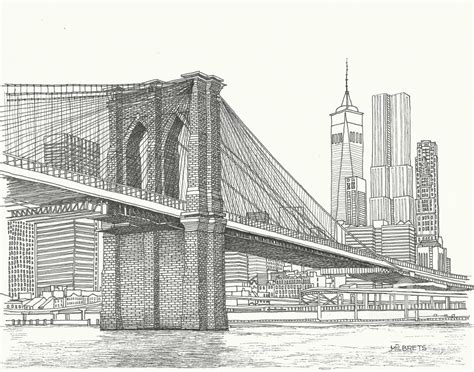 Brooklyn Bridge Sketch at PaintingValley.com | Explore collection of ...