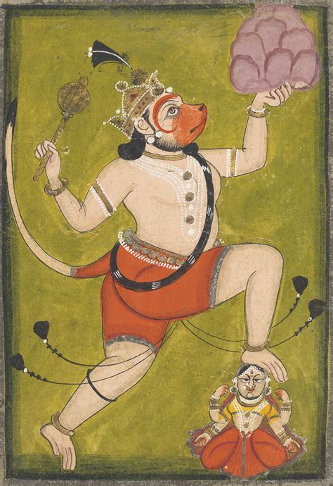 HANUMAN CARRYING THE MOUNTAIN RAJASTHAN, NORTH INDIA, CIRCA 1850 | Hinduism art, God ...