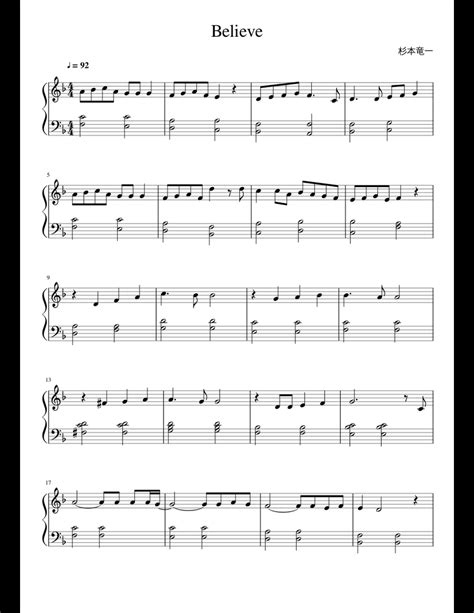 Believe sheet music for Piano download free in PDF or MIDI