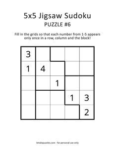 Printable Jigsaw Sudoku Puzzles