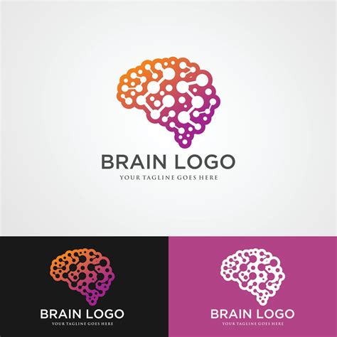 Brain Artificial Intelligence Logo desain vektor Template gaya linear. Teknologi AI konsep ...