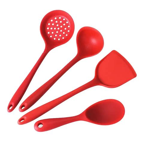 4pcs/Set Silicone Spatula Turner Slotted Spoon Ladle Spoon Spatula Silicone Kitchenware Set ...