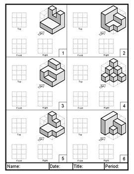 Orthographic To Isometric Drawing Exercises