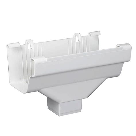 Amerimax Home Products 5 in. White Vinyl K-Style Gutter End with 2 in. x 3 in. Drop Outlet M0506 ...