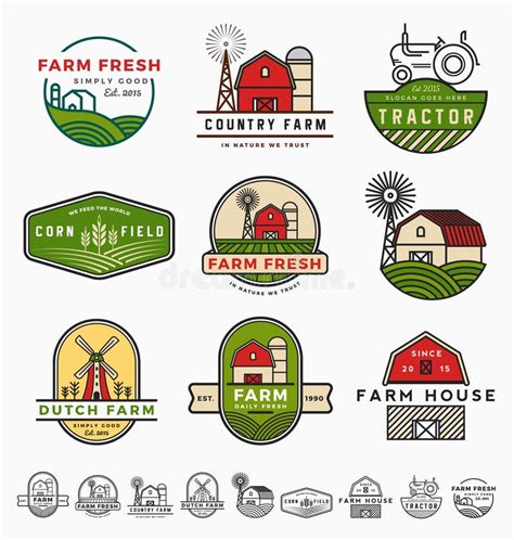 Vintage Farm Buildings Set stock vector. Illustration of grunge - 80987638