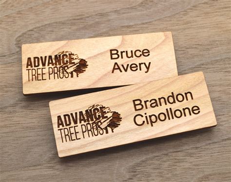 Wooden Name Tags Laser Engraved , With Magnetic Holder - Etsy