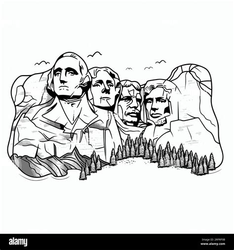 Mount Rushmore hand-drawn comic illustration. Mount Rushmore. Vector ...