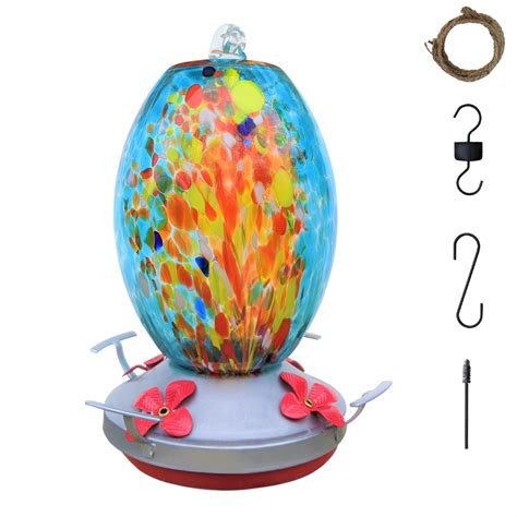 Rainbow Colors, Blue Hummingbird Feeder - Gray Bunny