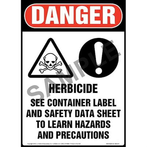 Danger: Herbicide, See Container Label And Safety Data Sheet Sign with ...