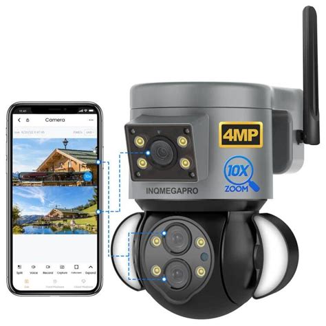 4MP Security Camera Outdoor, 10X Optical Zoom,Dual-Lens Wifi Wireless ...