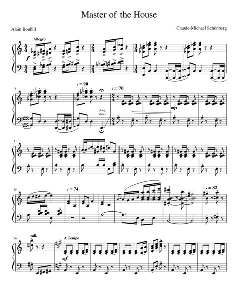 Master of the House Sheet music for Piano | Download free in PDF or MIDI | Musescore.com