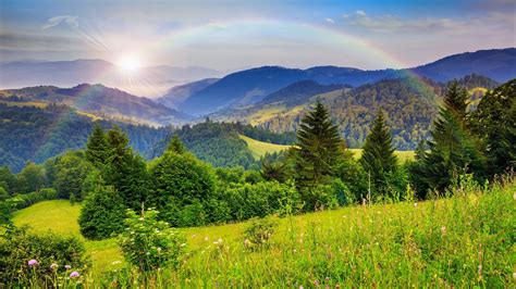 Rainbow Over the Mountains 2560x1440 HDTV Wallpaper