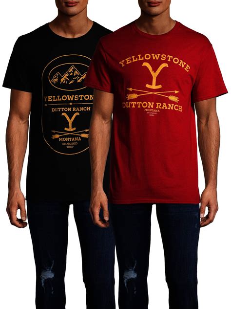 Yellowstone - Yellowstone Men's & Big Men's Dutton Ranch & Arrows Short Sleeve Graphic Tees, 2 ...