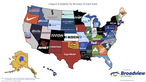 Map: The largest company by revenue in every state | Seo company, Us ...