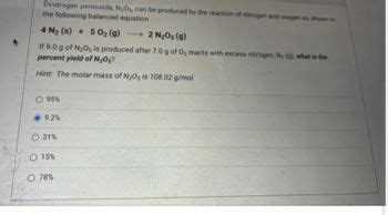 Answered: Dinitrogen pentoxide, N₂Os, can be… | bartleby