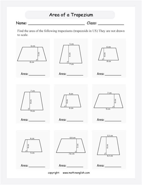 Area Of Trapezoids Worksheets | Trapezium, Area worksheets, Worksheets free