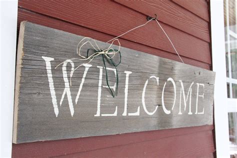 Hand Painted Rustic Barn Wood Welcome Sign by RedCottageDesigns