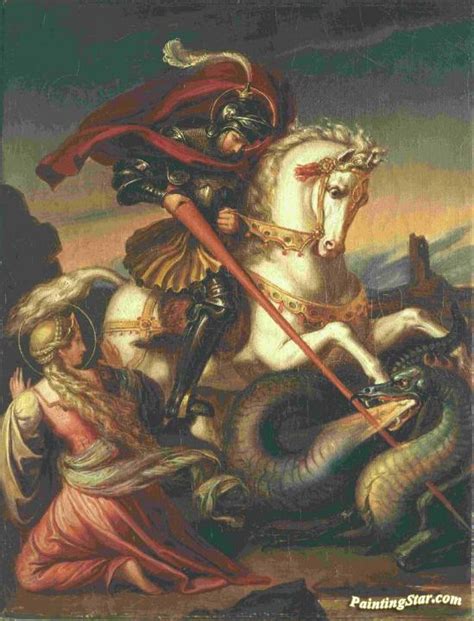 St. George Slaying The Dragon Artwork By Carl Begas Oil Painting & Art Prints On Canvas For Sale ...